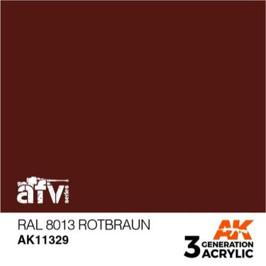 AK Interactive AK11329 AFV Series RAL 8013 Rotbraun Acrylic Paint 17ml 3rd Generation